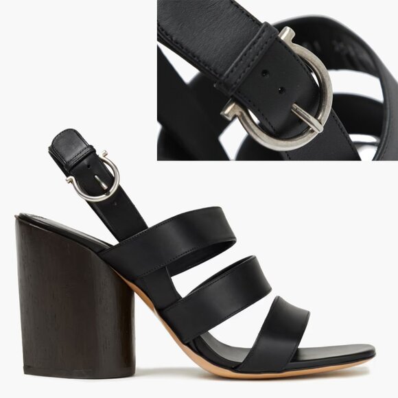 SALVATORE FERRAGAMO SHOES TREZZE SLINGBACK SANDALS LEATHER...